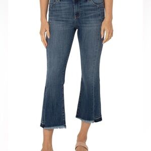Liverpool Hannah Crop Flare Raw Hem Jeans 12 31 Oakhurst Mid rise blue